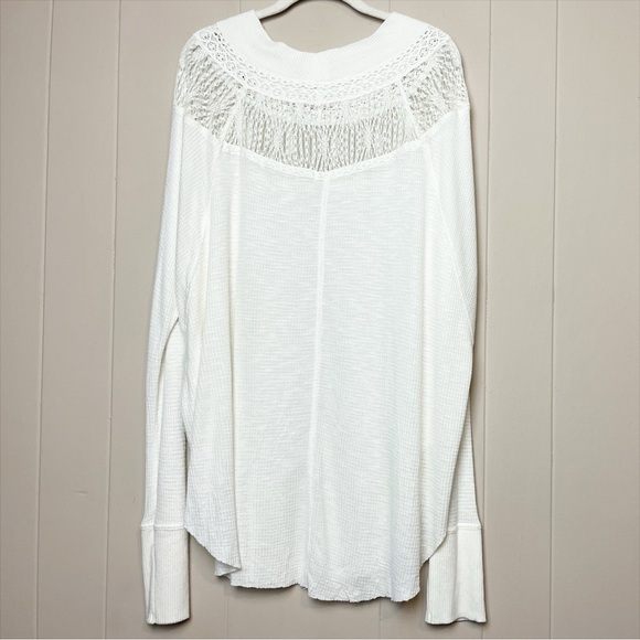 Free People Spring Valley Thermal Top Large Ivory flowy lace lightweight boho - Picture 5 of 10